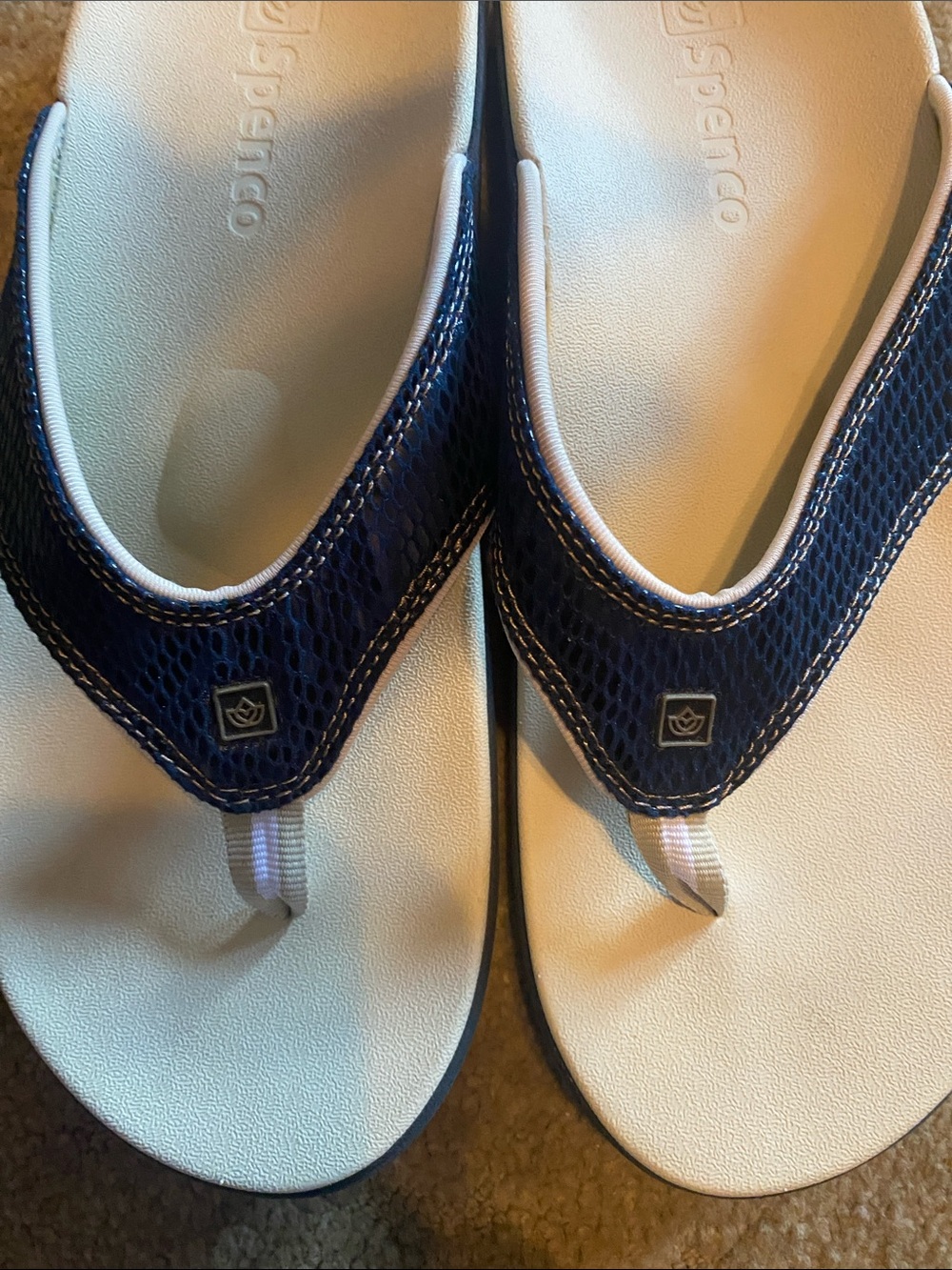 Spenco Women's Navy and Cream Ortho Flip Flop Sandals - Picture 4 of 4